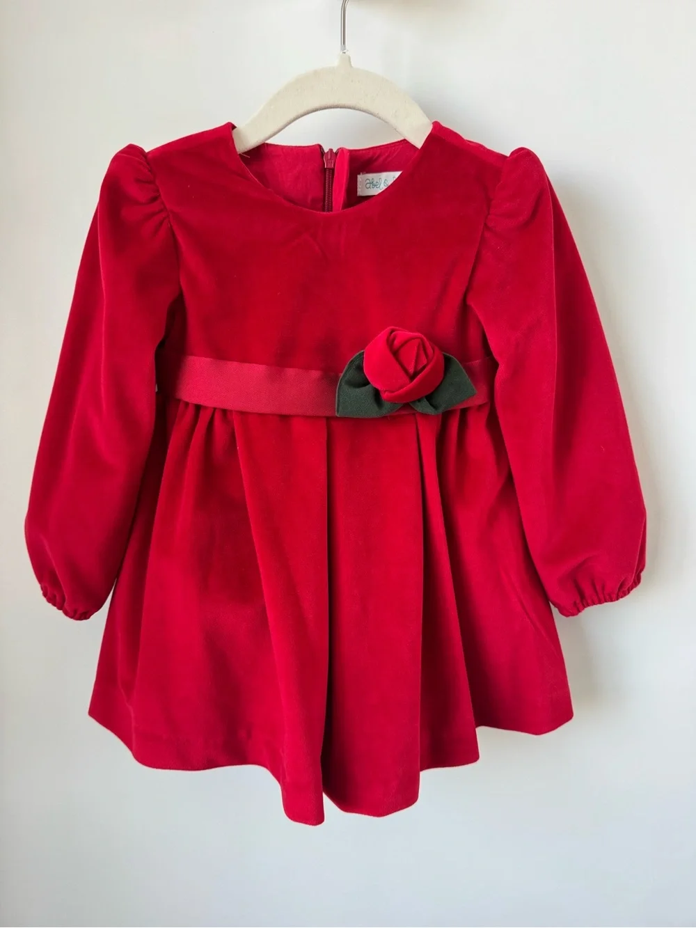 Abel & Lula Velvet Dress with Rose Detail 12-18 Months EUC - Like New